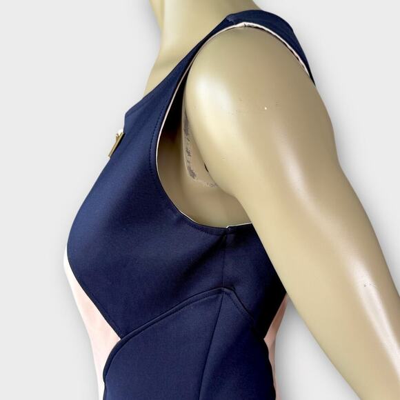 Enfocus Studio Sleeveless Sheath Scuba Pencil Dress Size 12 Colorblock Navy Pink - Picture 11 of 15